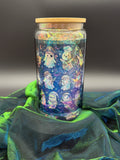 Cute Ghost Glass Tumbler with Bamboo Lid