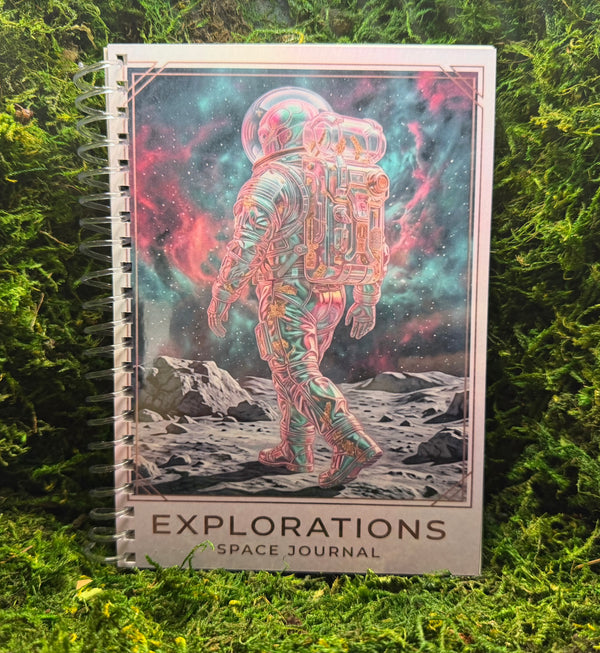 Explorations Space Journal - Cosmic Astronaut Spiral Notebook, Galaxy Sci-Fi Diary, Aesthetic Astronomy Gift,  Celestial Journal