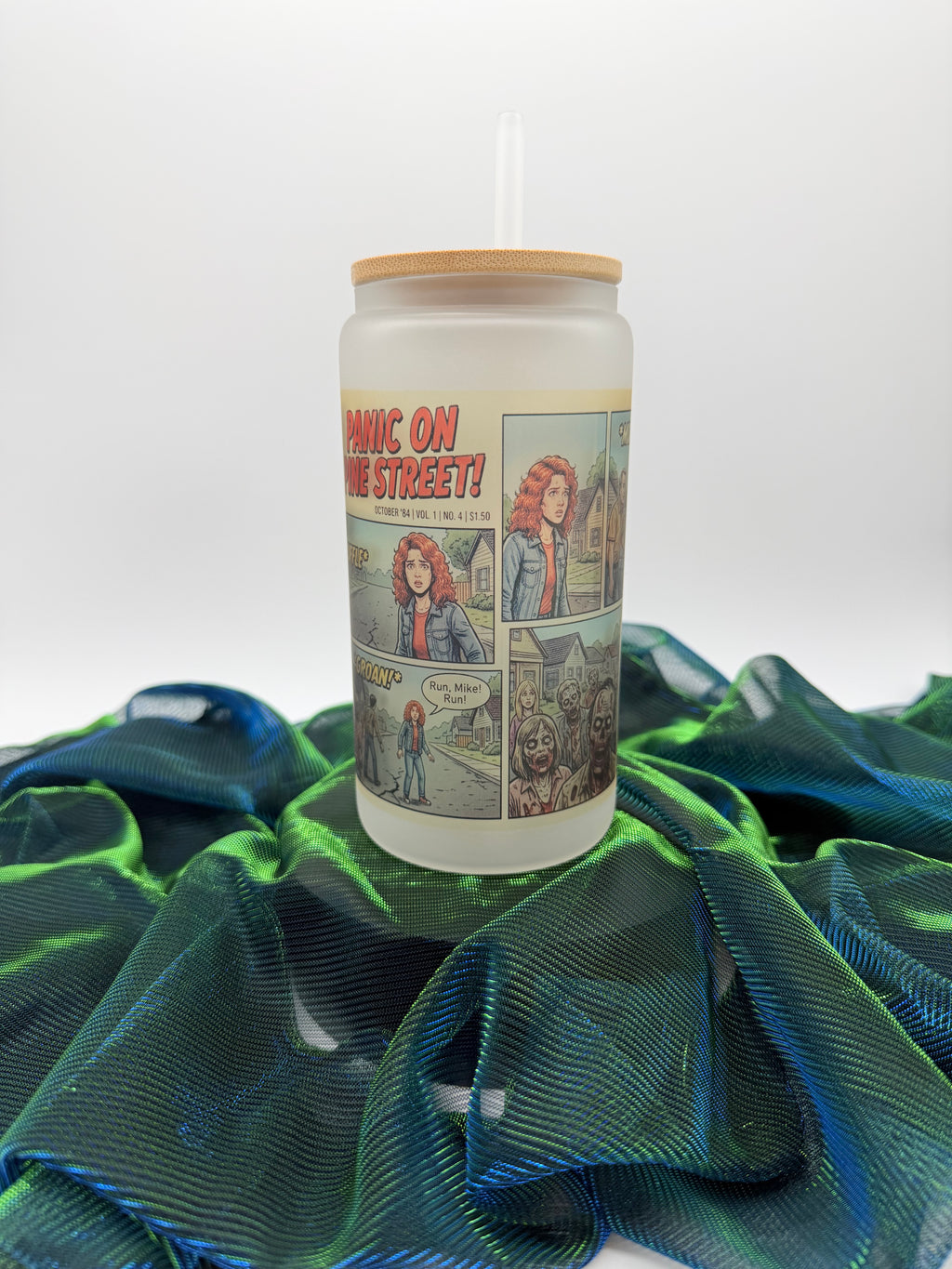 Zombie Retro Horror Comic Frosted Glass Tumbler