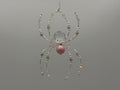 Beaded Crystal Spider Ornament - Pink and Clear Glass Beaded Suncatcher
