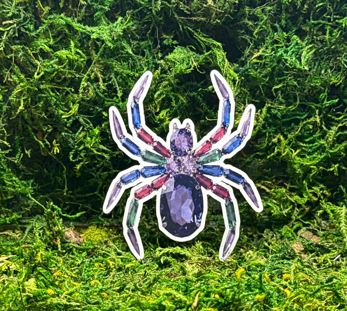 Jeweled Spider Sticker, Gemstone Spider Vinyl Decal, Gothic Glam Spider, Crystal Insect Sticker, Whimsigoth Laptop Decal
